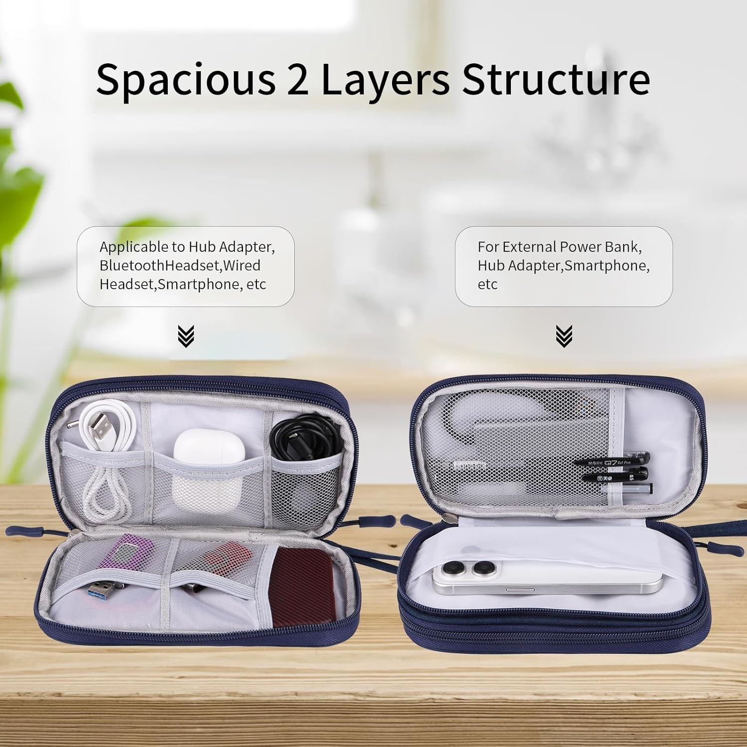 Travel Cable Organizer Electronics Accessories Bag for Charger, Phone, Memory Card,Travel Gadget Bag-Blue