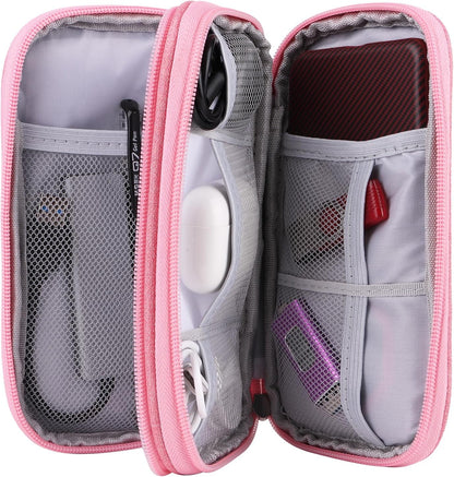 Travel Cable Organizer,Electronics Accessories Organizer Bag,For Charger, Phone, Memory Card,Travel Gadget Bag-Pink