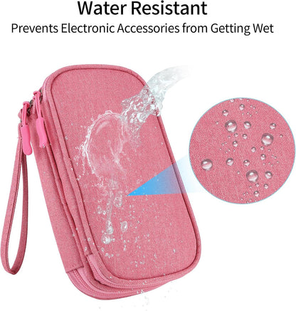 Travel Cable Organizer,Electronics Accessories Organizer Bag,For Charger, Phone, Memory Card,Travel Gadget Bag-Pink