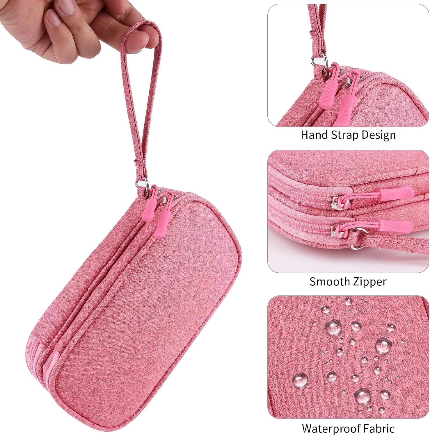 Travel Cable Organizer,Electronics Accessories Organizer Bag,For Charger, Phone, Memory Card,Travel Gadget Bag-Pink