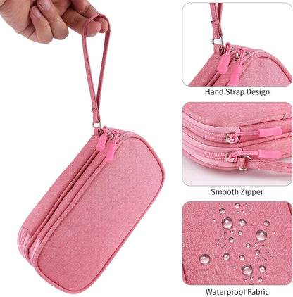 Travel Cable Organizer,Electronics Accessories Organizer Bag,For Charger, Phone, Memory Card,Travel Gadget Bag-Pink