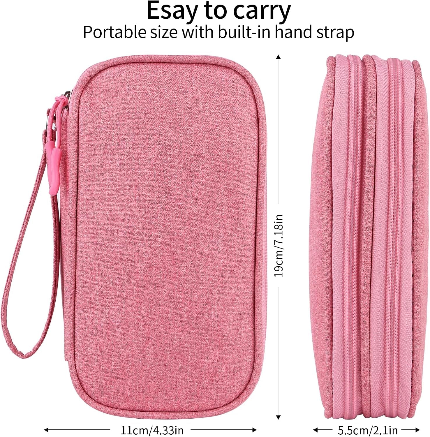 Travel Cable Organizer,Electronics Accessories Organizer Bag,For Charger, Phone, Memory Card,Travel Gadget Bag-Pink