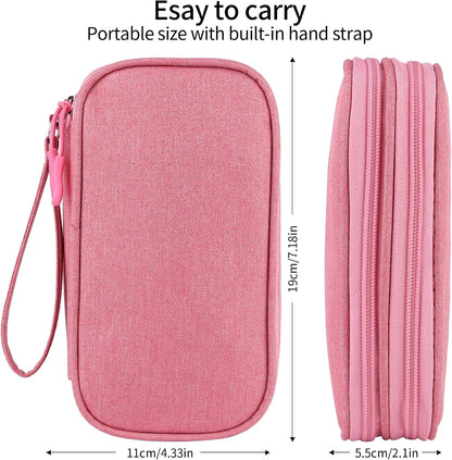 Travel Cable Organizer,Electronics Accessories Organizer Bag,For Charger, Phone, Memory Card,Travel Gadget Bag-Pink